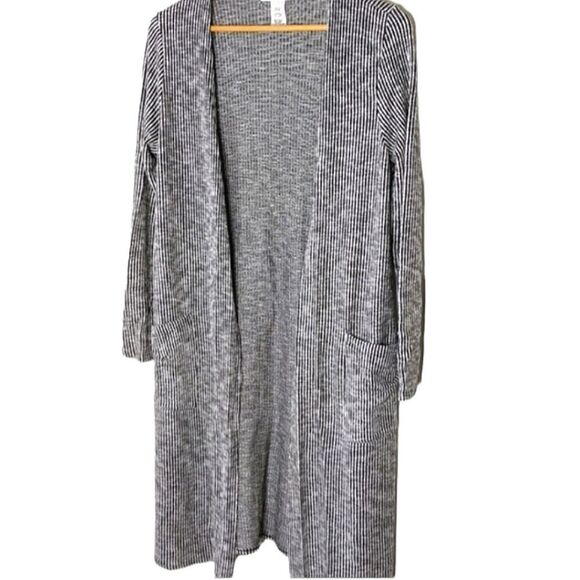 Caution To The Wind Black And White Stripe Fuzzy Open Robe size L - Picture 1 of 6